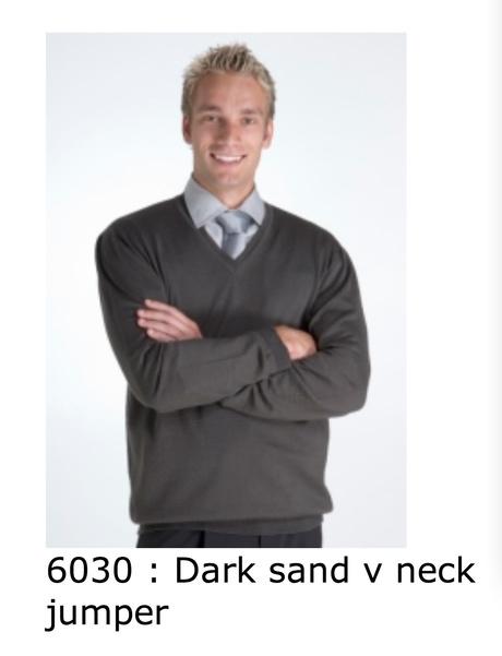 6030 dark sand v neck jumper